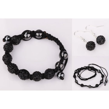 Black Shamballa Necklace/Rings/Bracelets/Earrings Shamballa Jewelry Set JW24